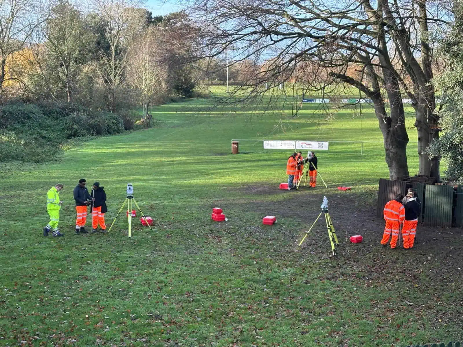 Total station equipment used during practical construction surveying training.